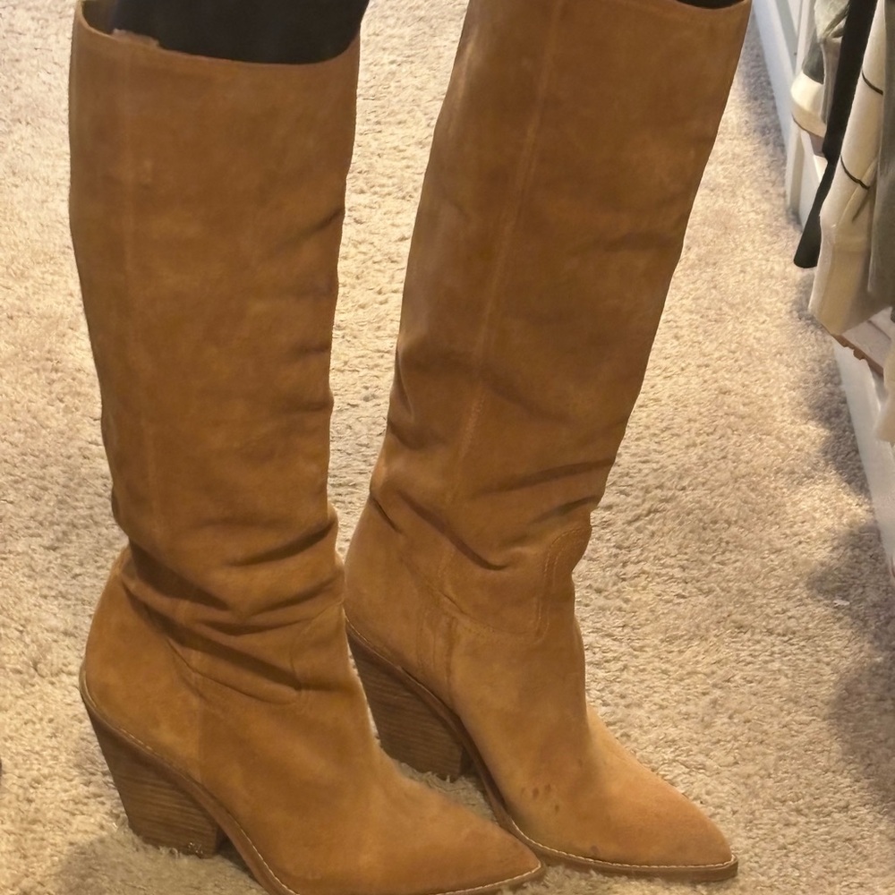 Sam Edelman Tan Suede Knee-High Heeled Boots